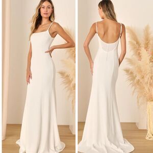Lulu's Elegant White Maxi Dress
